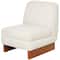 White Boucle Accent Chair with Brown Wooden Legs